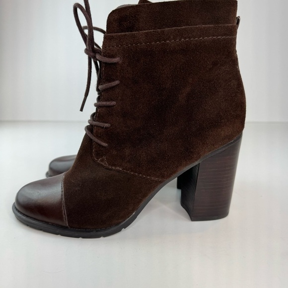 Franco Sarto Ozzie Dark Brown Suede Leather Lace Up Cap Toe Ankle Boot - Picture 11 of 15